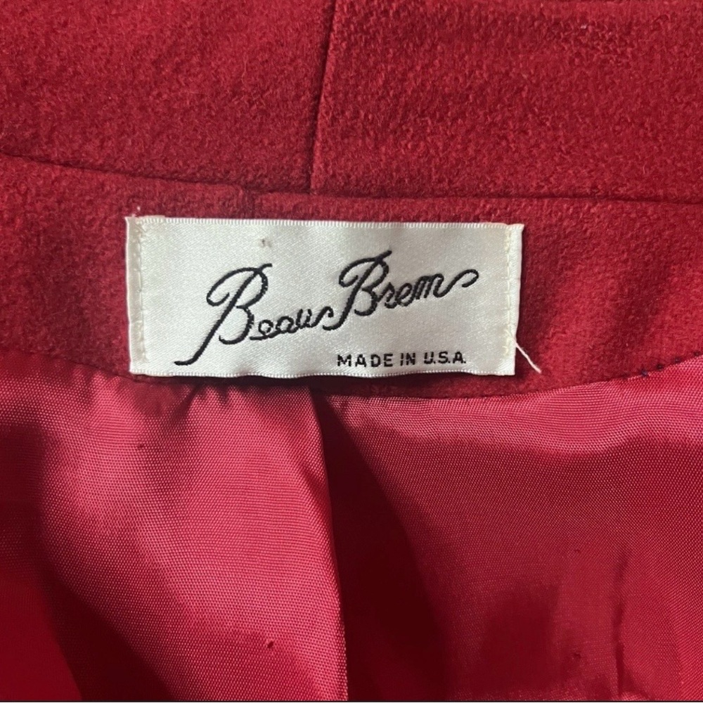 Vintage Beau Brem Red Winter Wool High Neck Maxi Coat Peacoat Womens sz 18T Loop - Picture 9 of 11